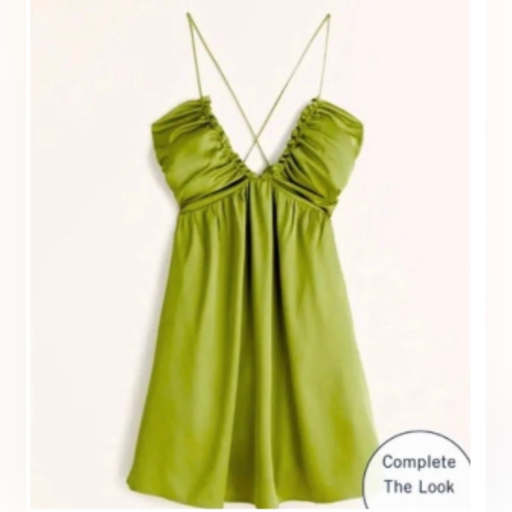 Abercrombie & Fitch Satin Green Criss Cross Mini Dress